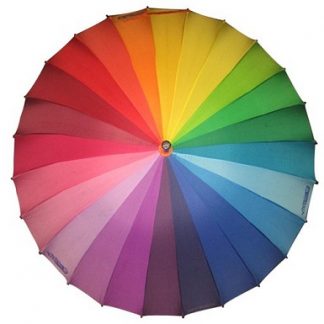 #9S001-23in*24K Rainbow Umbrella,Manual open,wooden shaft,"U"shape metal ribs,wooden straight handle