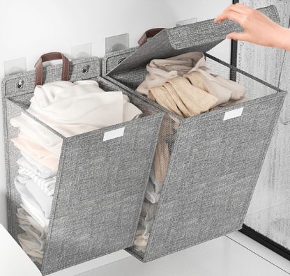 Custom New Foldable Storage Basket With Lid Laundry Hamper Dirty Clothes Organizer Hamper Hanging Storage Laundry Basket