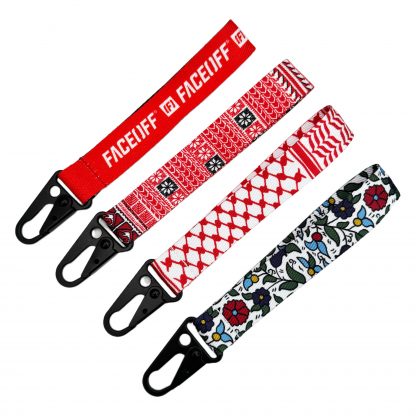 Custom Logo Lanyard Woven Embroidered Short Keychain Motorcycle Wrist Lanyards With Logo Custom Eagle Hook