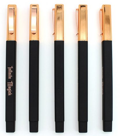 Factory Direct Hotel Advertising Gift Pen Square Ballpoint Custom Logo Gold Case Black Soft Body Novelty Sports Promotion Pen