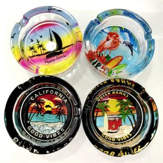 Wholesale Custom Design Logo Ash Tray Smokeless Round Pocket Glass Cigar Ashtray