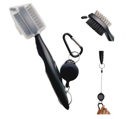 Golf cleaning brush club cleaner tool brush with spike and clip 8 colors in stock for sale