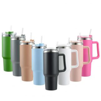 40oz Tumbler With Straw 40 oz Stainless Steel Vacuum Insulated Travel Mug Cup Tumbler With Handle And Straw