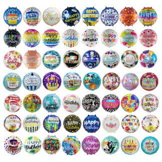 Custom Shape Helium Party Decoration Aluminum Ballon Mix Colors English 18 inch Happy Birthday Round Foil Balloon