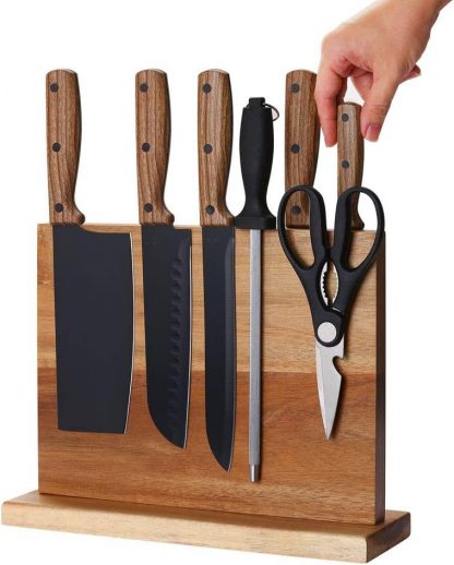 Wholesale Wooden Kitchen Magnetic Knife Block Holder Rack Magnetic Stands with Strong Enhanced Magnets Multifunctional Storage