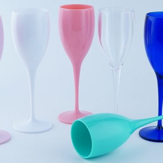 Custom Unbreakable Plastic Champagne Glass Clear Blue Wine Glasses